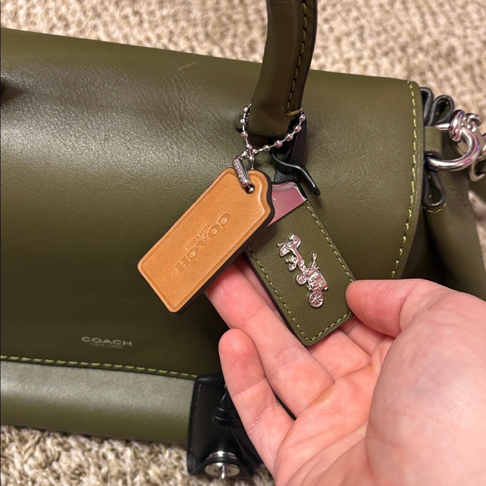 Coach Slouchy Rogue Top Handle in Olive - Picture 4 of 17